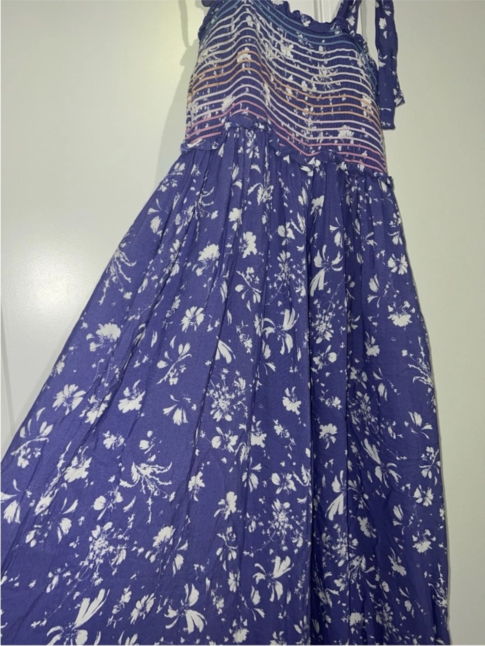 We The Free Lavender Floral Smocked Tie-Strap Wide-Leg Jumpsuit - Picture 5 of 8